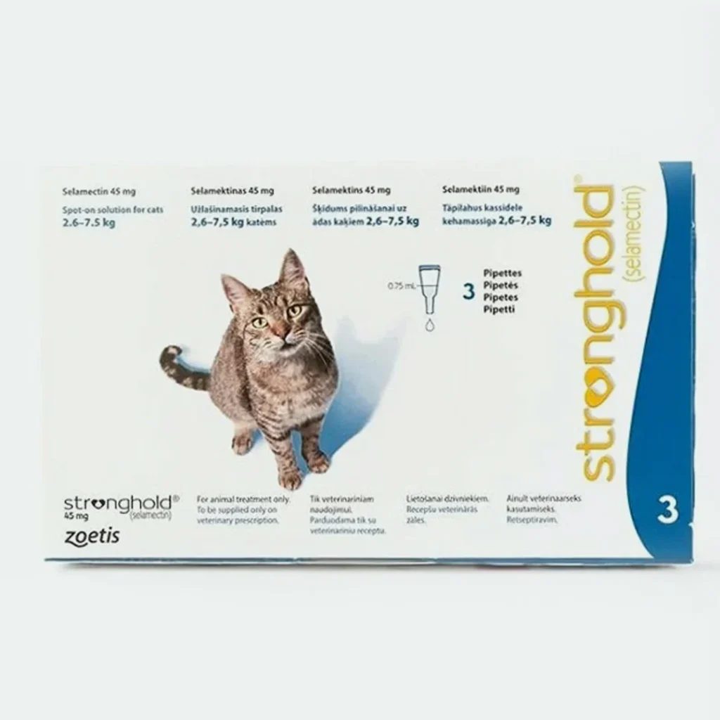 Stronghold damla kedi 45 mg – 2.6–7.5 kg kediler için iç dış parazit damlası