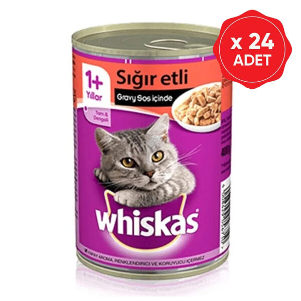 Whiskas Biftekli Yetişkin Kedi Konservesi 400 Gr. 24’lü